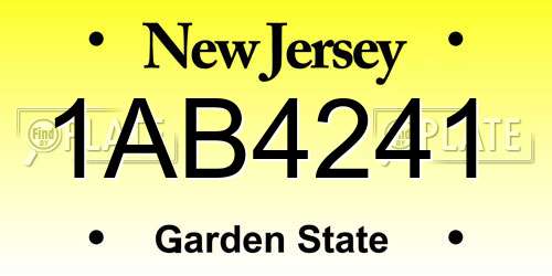 1AB4241 New Jersey License Plate