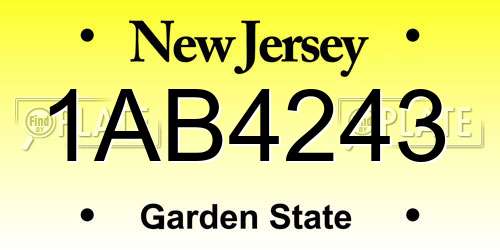 1AB4243 New Jersey License Plate
