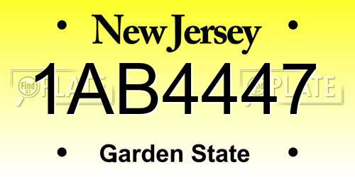 1AB4447 New Jersey License Plate