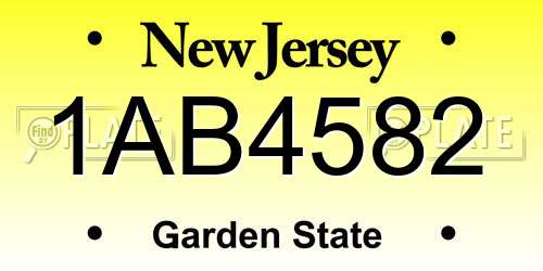 1AB4582 New Jersey License Plate
