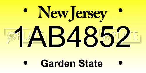 1AB4852 New Jersey License Plate