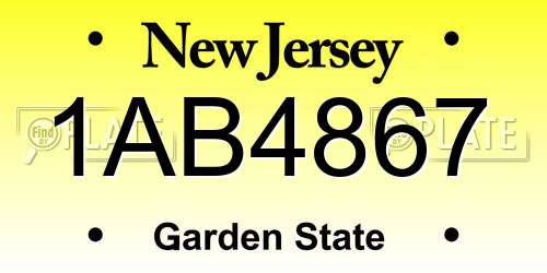 1AB4867 New Jersey License Plate