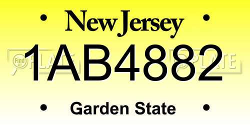 1AB4882 New Jersey License Plate
