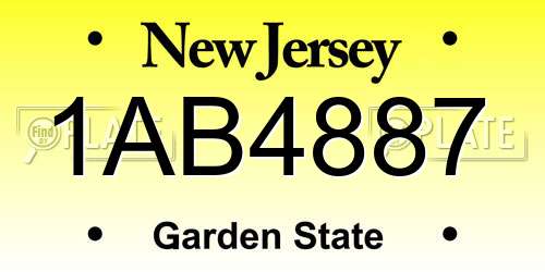 1AB4887 New Jersey License Plate