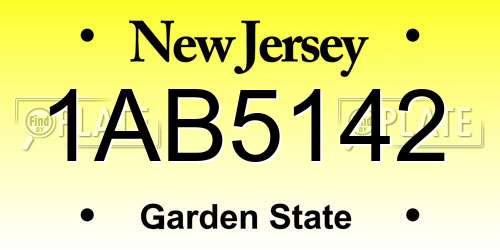 1AB5142 New Jersey License Plate