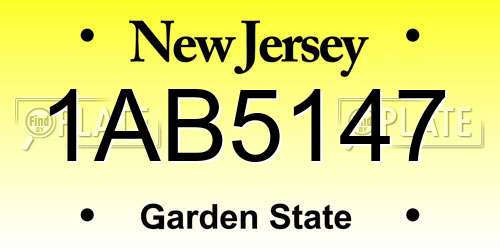 1AB5147 New Jersey License Plate