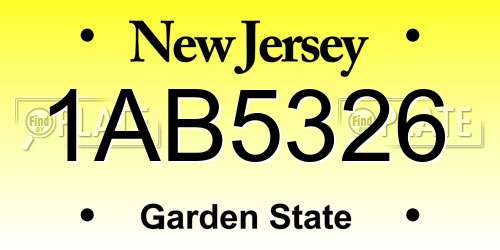 1AB5326 New Jersey License Plate