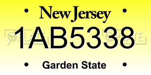 1AB5338 New Jersey License Plate