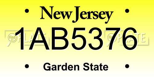 1AB5376 New Jersey License Plate