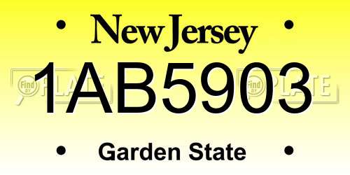 1AB5903 New Jersey License Plate