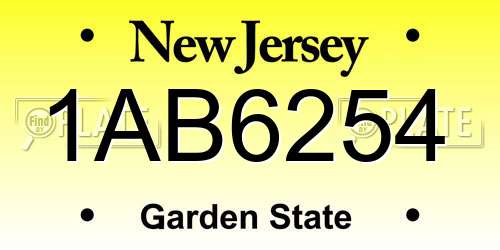 1AB6254 New Jersey License Plate