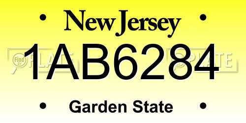 1AB6284 New Jersey License Plate
