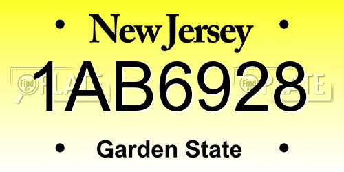 1AB6928 New Jersey License Plate
