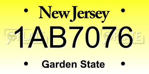 1AB7076 New Jersey License Plate