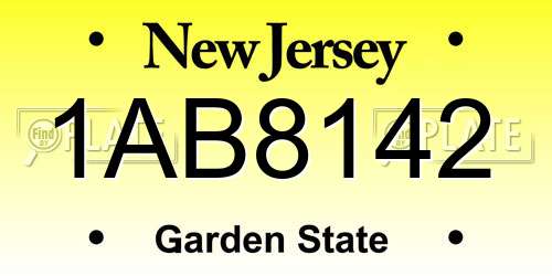 1AB8142 New Jersey License Plate