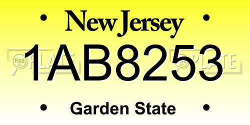 1AB8253 New Jersey License Plate
