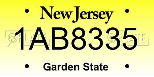 1AB8335 New Jersey License Plate