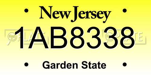 1AB8338 New Jersey License Plate