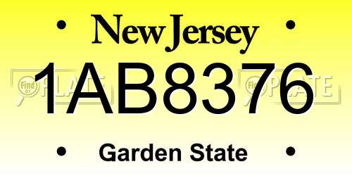 1AB8376 New Jersey License Plate