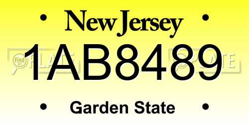 1AB8489 New Jersey License Plate