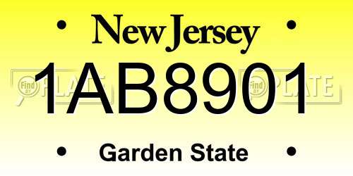 1AB8901 New Jersey License Plate