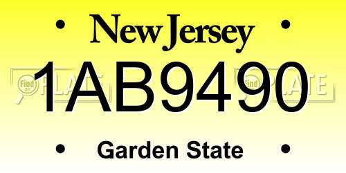 1AB9490 New Jersey License Plate