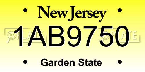 1AB9750 New Jersey License Plate