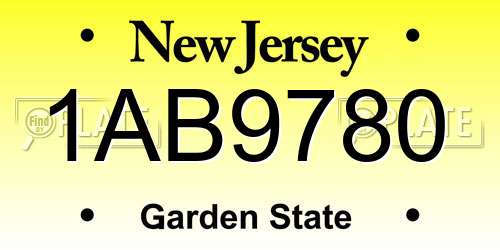 1AB9780 New Jersey License Plate