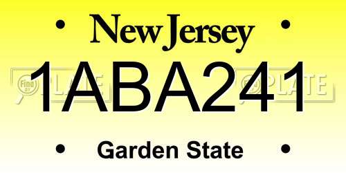 1ABA241 New Jersey License Plate