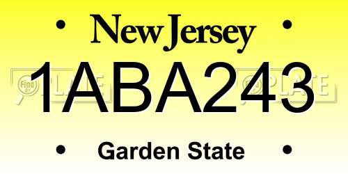 1ABA243 New Jersey License Plate