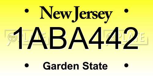 1ABA442 New Jersey License Plate