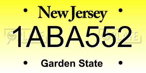 1ABA552 New Jersey License Plate