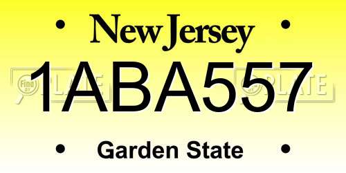 1ABA557 New Jersey License Plate