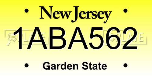 1ABA562 New Jersey License Plate