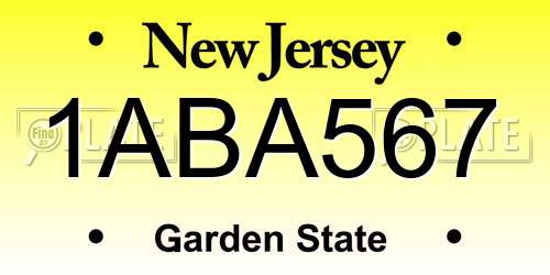 1ABA567 New Jersey License Plate