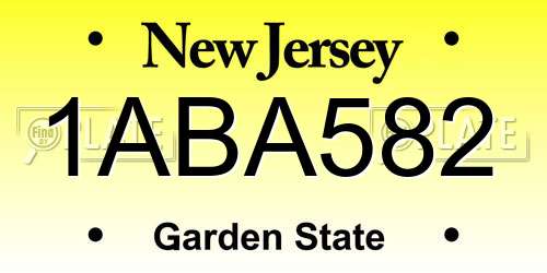 1ABA582 New Jersey License Plate