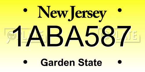 1ABA587 New Jersey License Plate