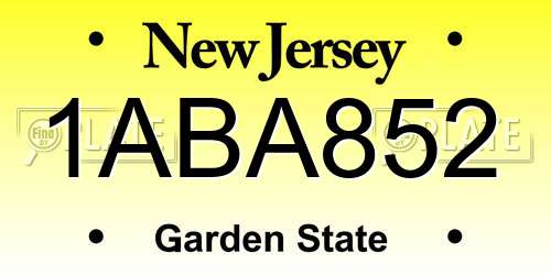1ABA852 New Jersey License Plate