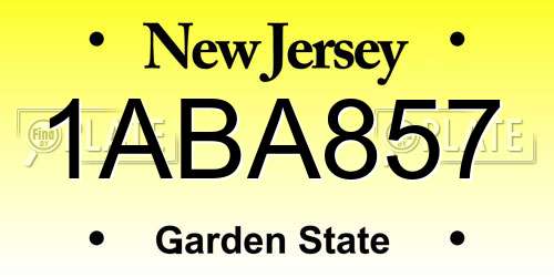 1ABA857 New Jersey License Plate