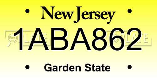 1ABA862 New Jersey License Plate