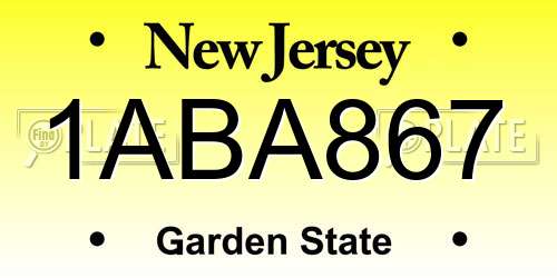 1ABA867 New Jersey License Plate