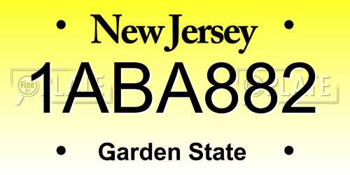 1ABA882 New Jersey License Plate