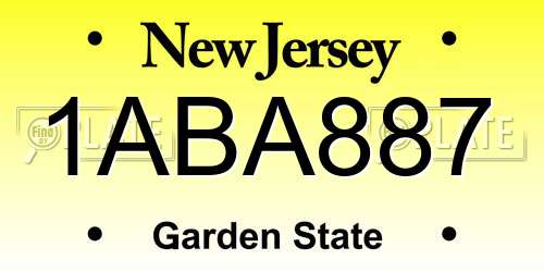 1ABA887 New Jersey License Plate