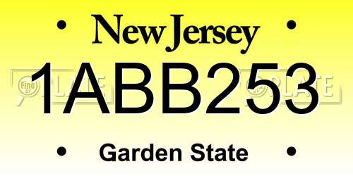 1ABB253 New Jersey License Plate