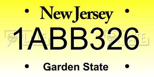 1ABB326 New Jersey License Plate