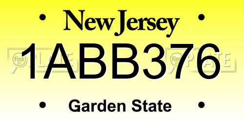 1ABB376 New Jersey License Plate