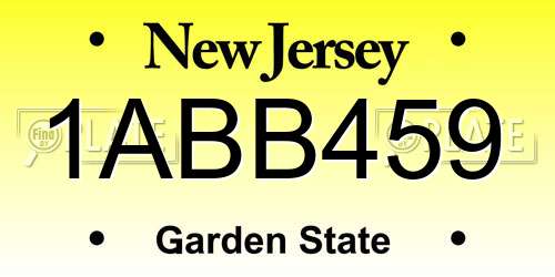 1ABB459 New Jersey License Plate