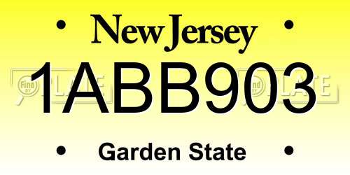 1ABB903 New Jersey License Plate