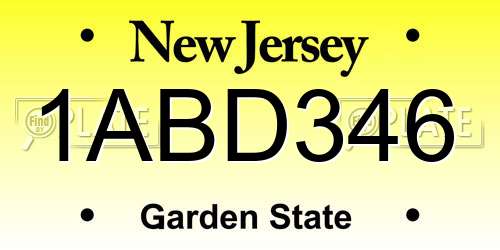 1ABD346 New Jersey License Plate