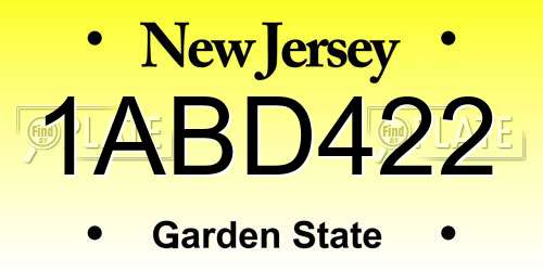 1ABD422 New Jersey License Plate